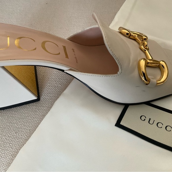GUCCI HORSEBIT SLIDE SANDALS IN IVORY LEATHER SIZE 38 ITALIAN . - Picture 14 of 14
